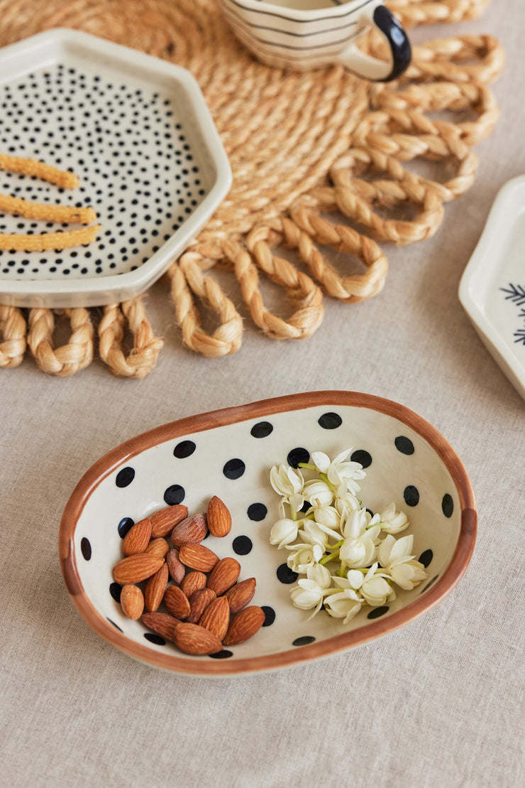 Hexagon Polka Dot Ceramic Serving Dish_Small