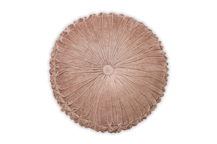 Velvet Round Handmade Pillow, Dusty Pink - 16 Inch