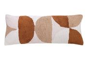 Rangoli Tufted Lumbar Pillow, Brown & Neutral- 12x30 Inch