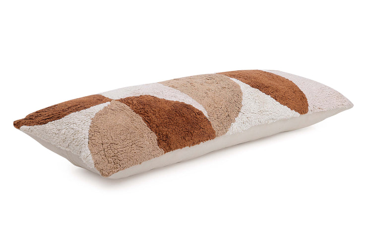 Rangoli Tufted Lumbar Pillow, Brown & Neutral- 12x30 Inch