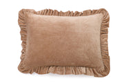 Solid Velvet Frilled Cushion, Dusty Pink 14x20 Inch