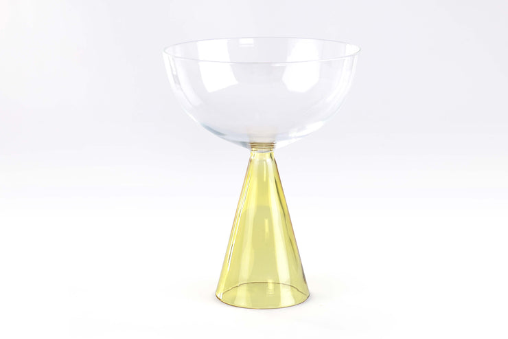 Colorful Handblown Drinkware Coupe, Honey- 5.24x4 Inches
