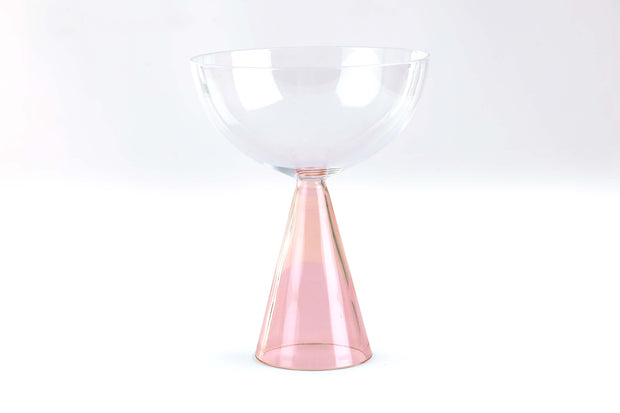 Colorful Handblown Drinkware Coupe,Pink- 5.24x4 Inches