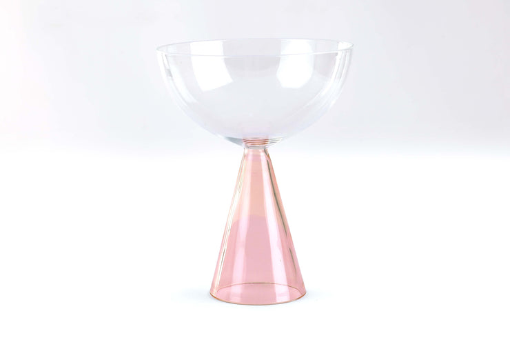 Colorful Handblown Drinkware Coupe,Pink- 5.24x4 Inches