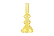 Retro Glass Candle Stick Holder- 6 x 2.5 Inches_ Yellow