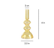 Retro Glass Candle Stick Holder- 6 x 2.5 Inches_ Yellow