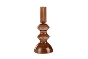 Retro Glass Candle Stick Holder- 6 x 2.5 Inches_ Brown