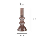 Retro Glass Candle Stick Holder- 6 x 2.5 Inches_ Brown