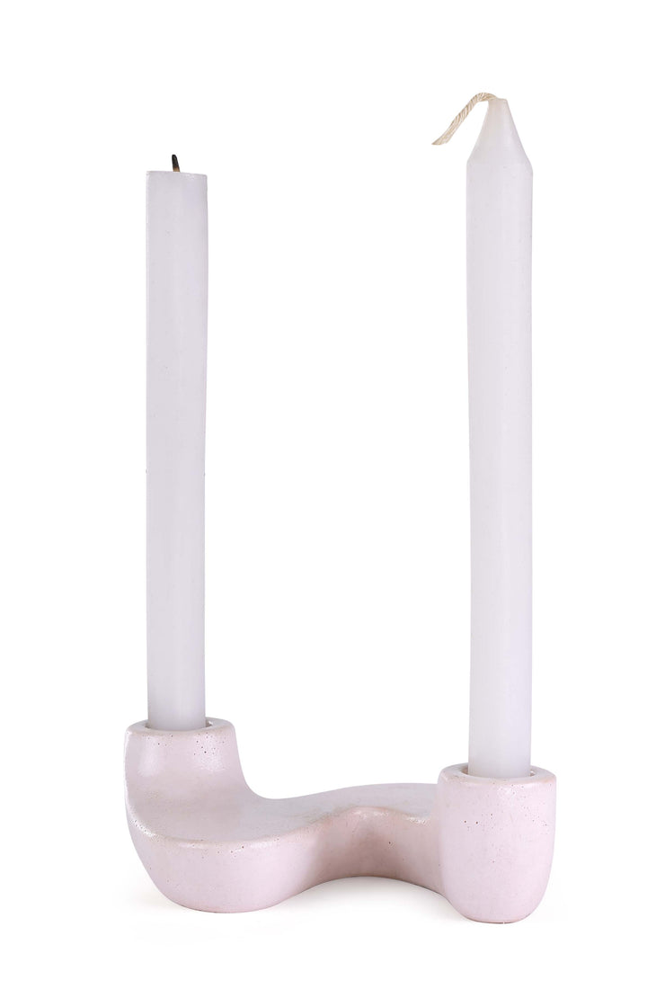 "S" Style Nordic Concrete Candle Holder -Pink