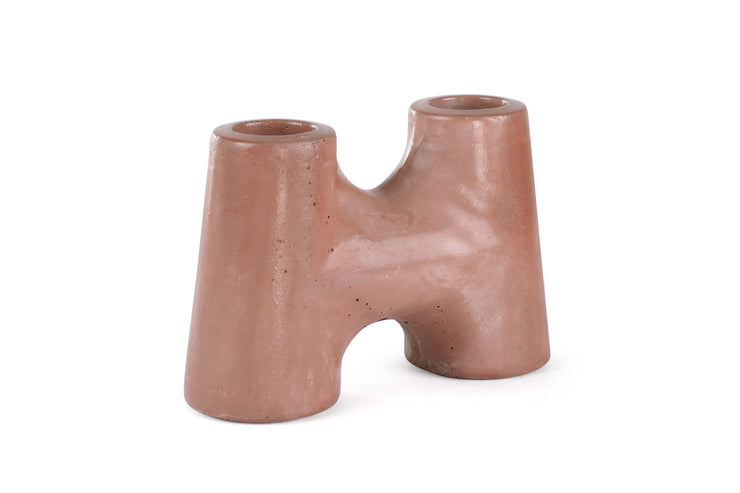"H" Style  Nordic Concrete Candle Holder - Brown