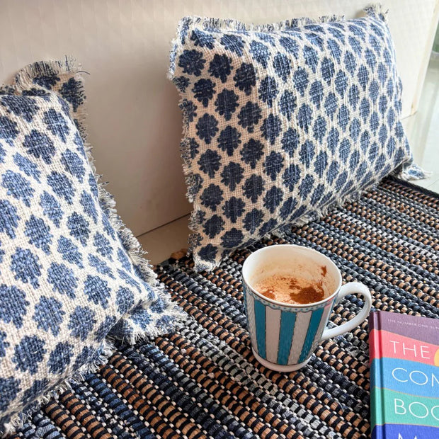 Indigo Mirage Long Cushion Cover - 12 x 20 Inches