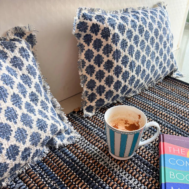 Indigo Mirage Long Cushion Cover - 12 x 20 Inches
