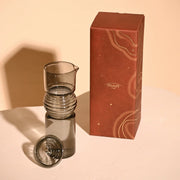 Slate Grey Coil Glass Carafe , 9.25 x 3 Inches
