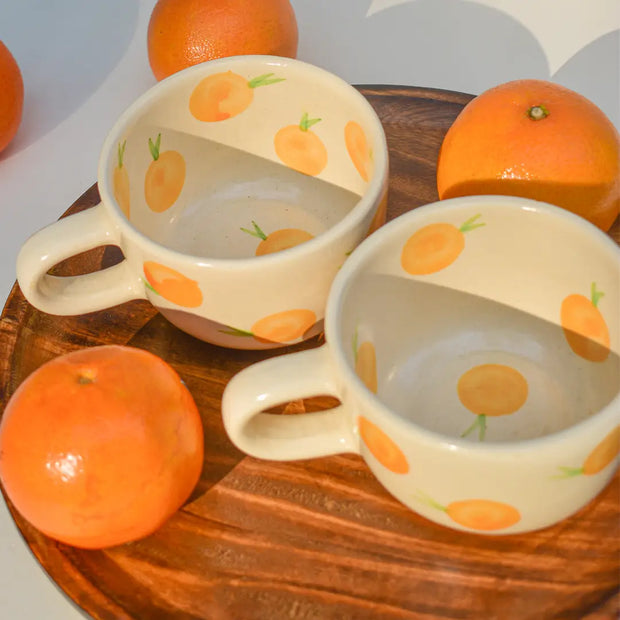 Artisan Ceramic Mug - Orange, 3 Inches