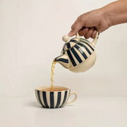 Teal Striped Kettle & Cup Set - 8 Inches