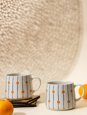 Orange Striped Ceramic Mug - 3.5 x 3 Inches