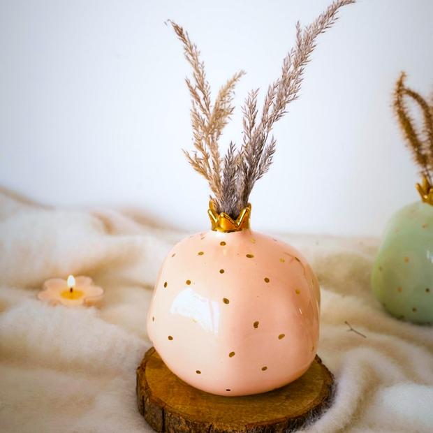 Ceramic Pomegranate Showpiece, Blush Pink - 4 Inches