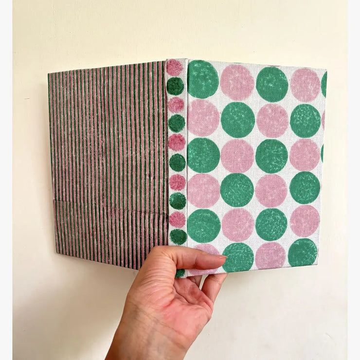 Handmade Paper Journal Notebook, Pink & Green  - A5
