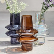 Ripple Glass vase - Haze brown, 8 x 12 Inches