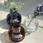 Ripple Glass vase - slate grey, 8x12 Inches