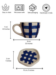 Gingham Check Cup and Saucer Set- Indigo