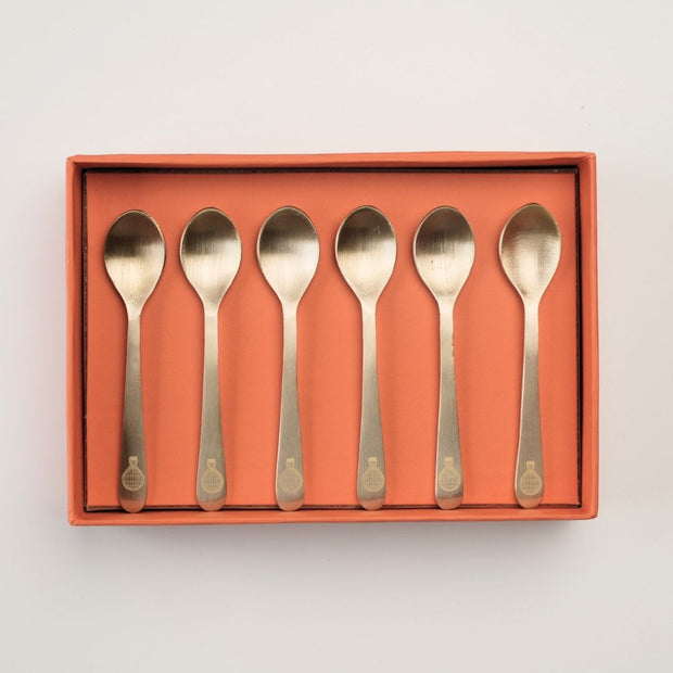 Balloon Pure Brass Dessert Spoons - Set of 6
