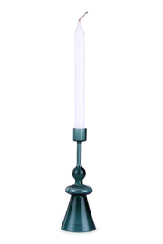 Glass Candle Holder-Teal,  7 x 2.3 Inches