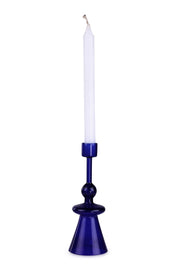 Glass Candle Holder-Blue ,  7 x 2.3 Inches