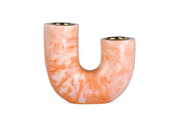 U Shaped Resin Candle holder- Pink, 2.5 x 4.5 Inches