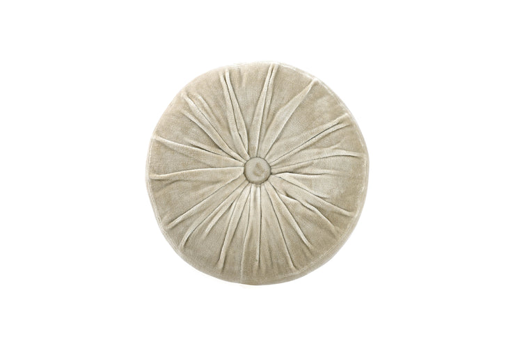 Mini Velvet Round Handmade Pillow, Biscotti- 11 Inch