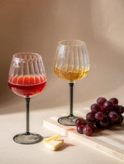 Ribbed Goblet Wine Glass - Smoke,  2.5 x 4 x 8 Inches