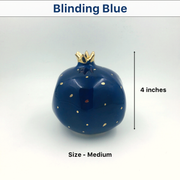 Ceramic Pomegranate decorative object, Blue - 4 Inches