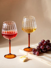 Ribbed Goblet Wine Glass -Amber,  2.5 x 4 x 8 Inches