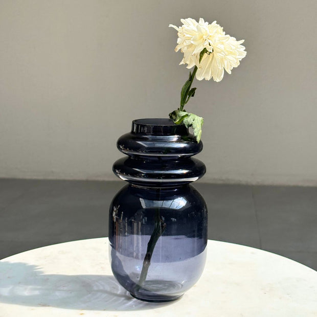 Loop Glass Vase - Slate Grey, 4.5 x 8 Inches