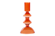 Retro Glass Candle Stick Holder- 6 x 2.5 Inches_ Rust Orange