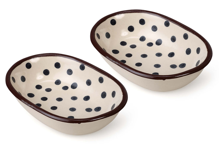 Oval Polka Dot Serving Dish_  L7.5 inch W 5inch