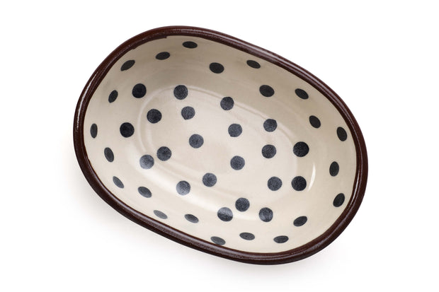 Oval Polka Dot Serving Dish_  L7.5 inch W 5inch