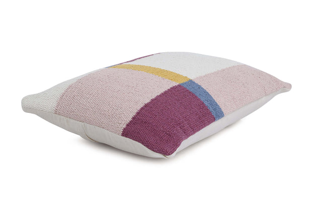 Geometric Accent Pillow, White & Purple - 14x20 Inch