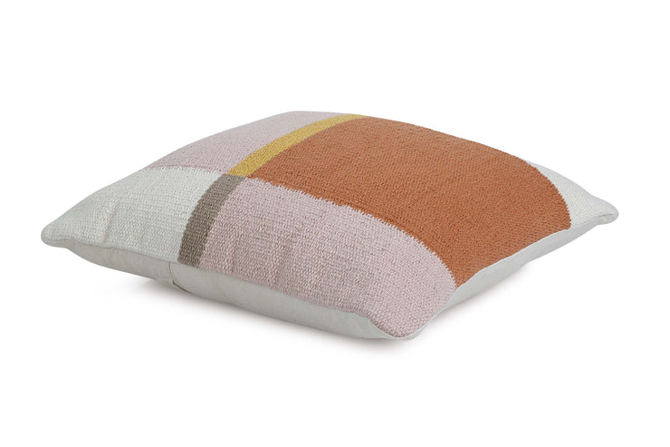 Geometric Accent Pillow, White & Brown - 18x18 Inch