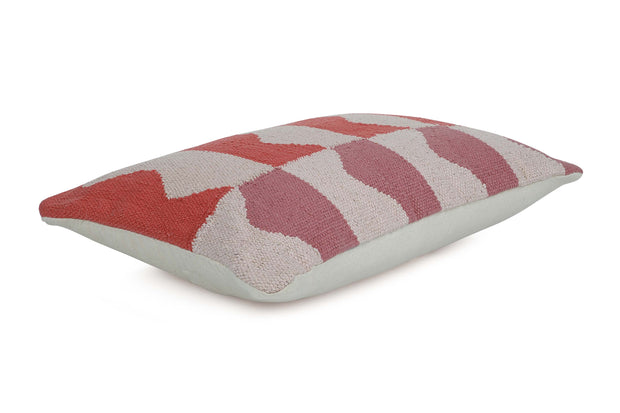 Ocean Lumbar  Pillow, Pink and Rust  - 14x20 Inch