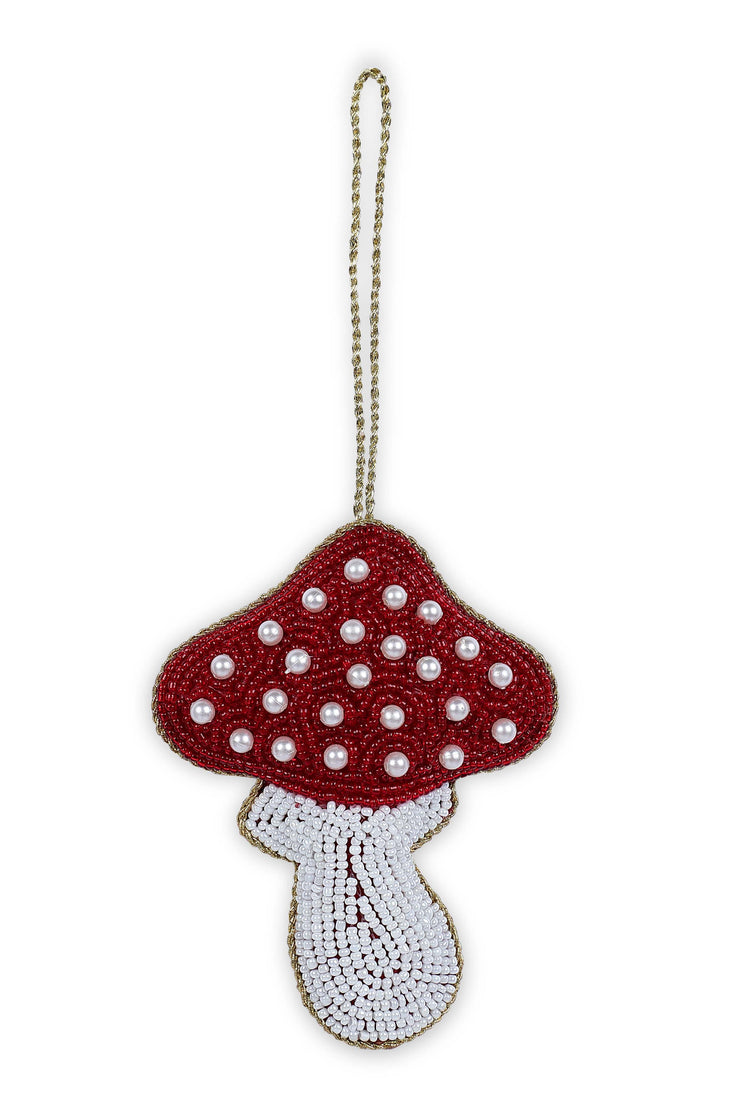 Mushroom Holiday Ornament, Red & white- 4 Inches