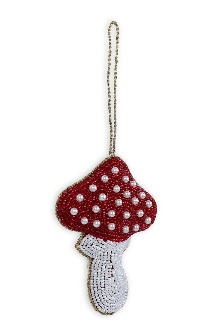 Mushroom Holiday Ornament, Red & white- 4 Inches