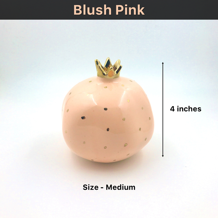 Ceramic Pomegranate Showpiece, Blush Pink - 4 Inches