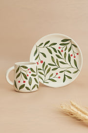 Holly Holiday Leaf plate,Green 7x1 Inches