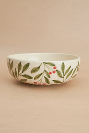 Holly Holiday Leaf Bowl, Green 2.5x7 Inches
