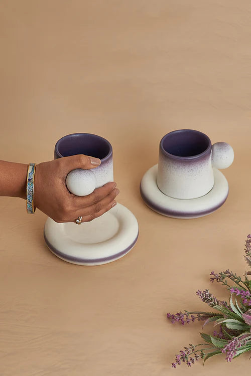 Bubble  Cup & Saucer Set- Purple