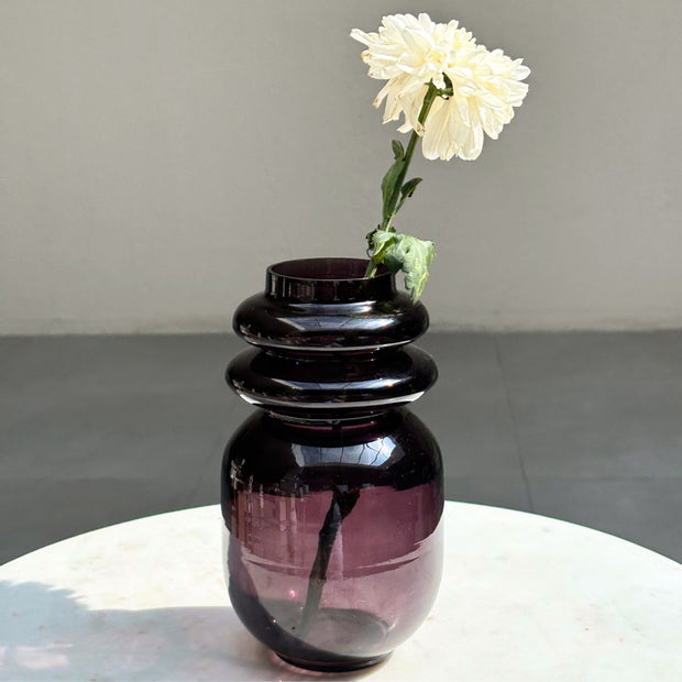 Loop Glass Vase - Dark Lilac, 4.5 x 8 Inches