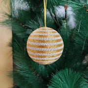 Christmas Hanging Ornaments, Gold & white -Dia  2.75 Inches
