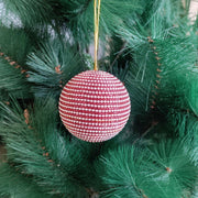 Christmas Hanging Ornaments, Red & white -Dia  2.75 Inches