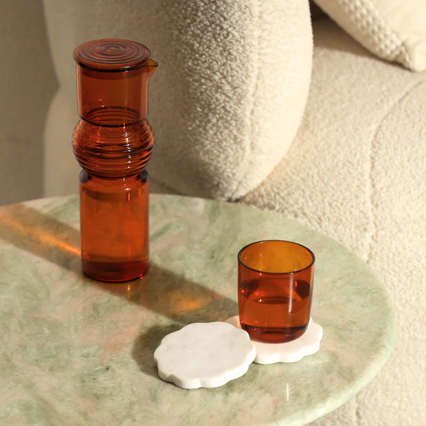 Amber Coil Glass Carafe , 9.25 x 3 Inches